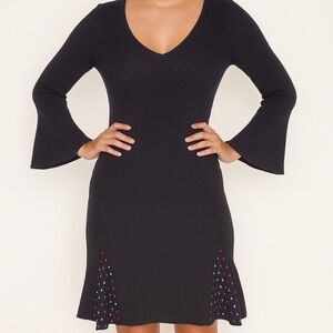 Marco de Vincenzo black ribbed flared mini dress